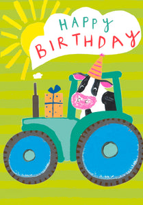 Party Tractor Blank Birthday Card