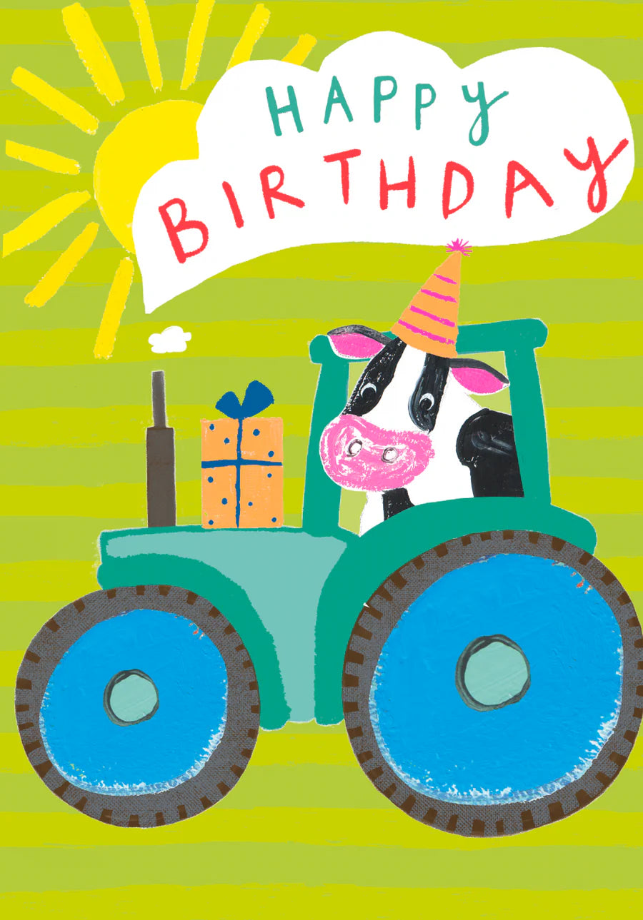 Party Tractor Blank Birthday Card