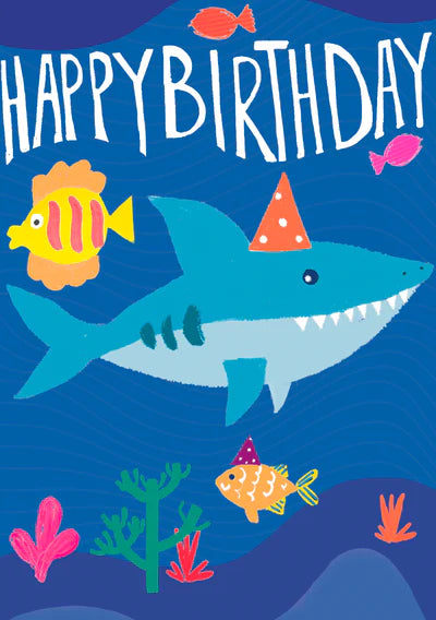 Shark Party Blank Birthday Card