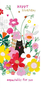 Happy Birthday Cat in Garden Money Wallet