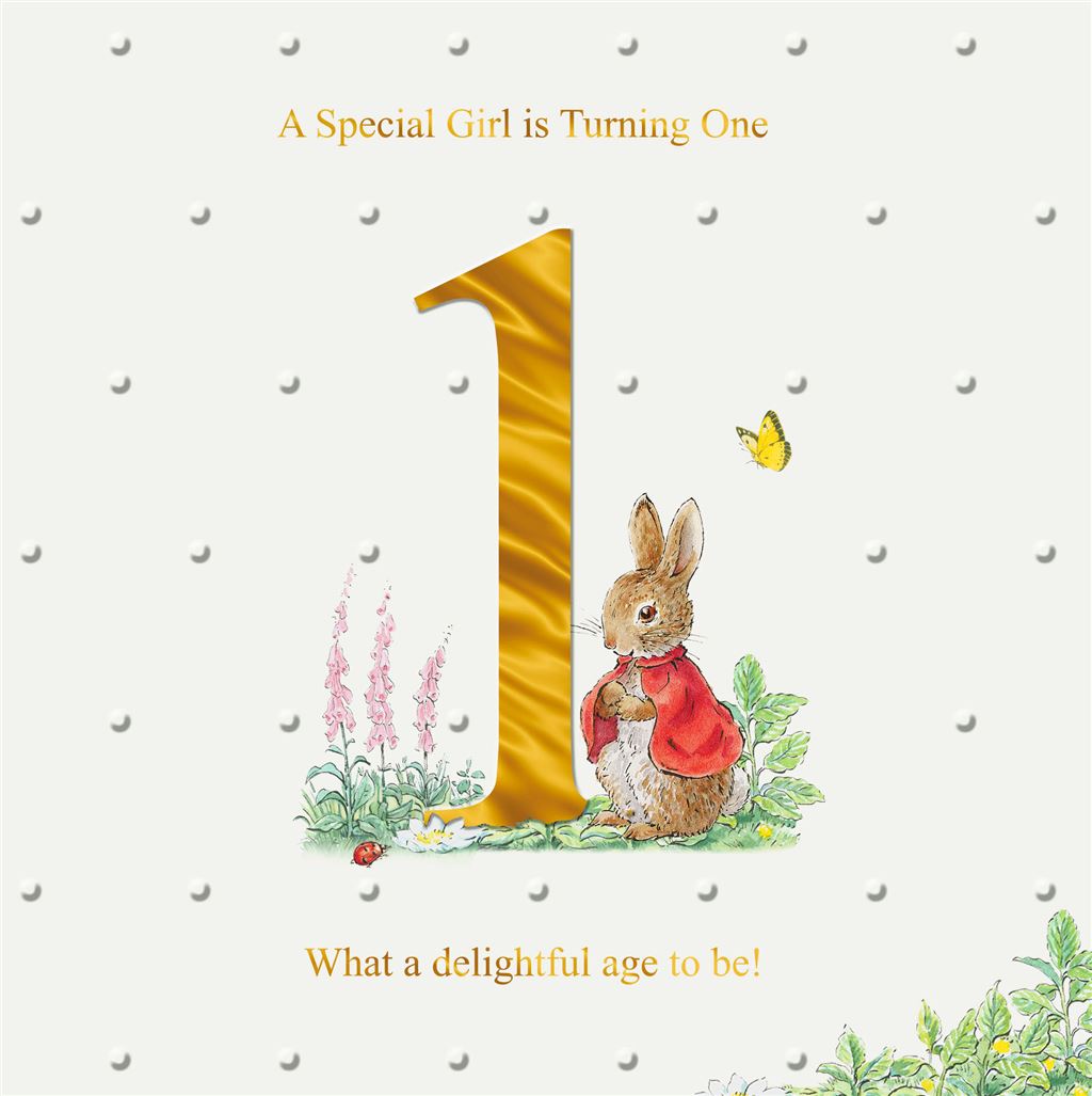 Peter Rabbit 1st Birthday Girl Birthday Card