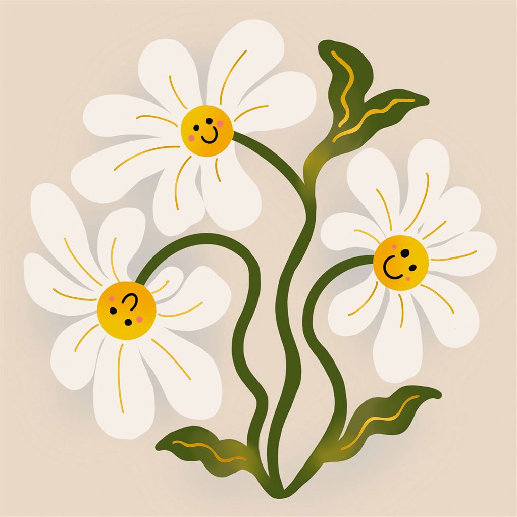 Smiley Flowers Blank Card