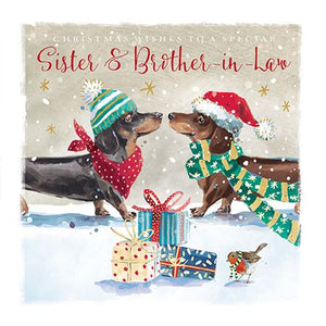 Sausage Dog Sister and Brother-in-Law Christmas Card