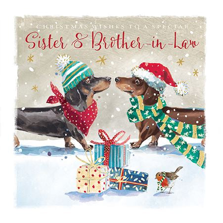 Sausage Dog Sister and Brother-in-Law Christmas Card