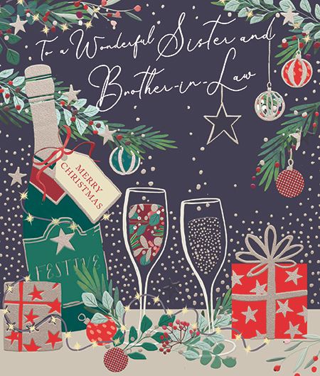 Festive Drinks Sister and Brother-in-Law Christmas Card