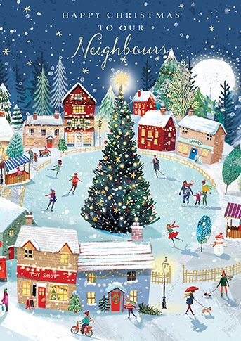 Neighbours Skating Scene Christmas Card