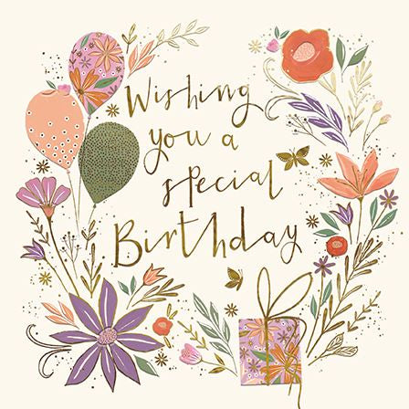Wishing You A Special Birthday Foliage Wreath Card