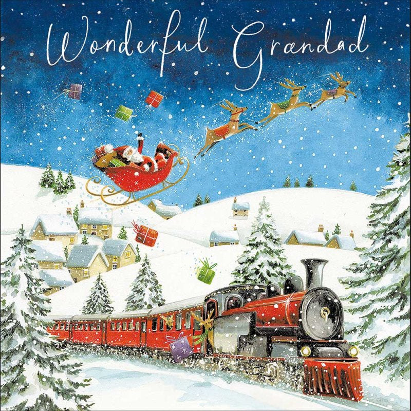 Wonderful Grandad Santa And Reindeer Christmas Card