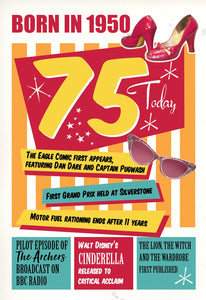 Born In 1950- 75th Birthday Card
