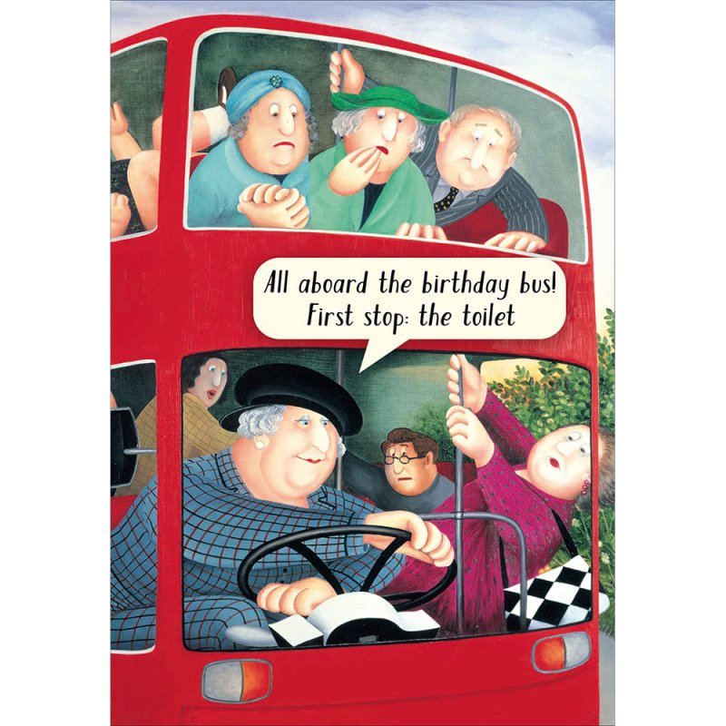 Beryl Cook Birthday Bus Blank Card