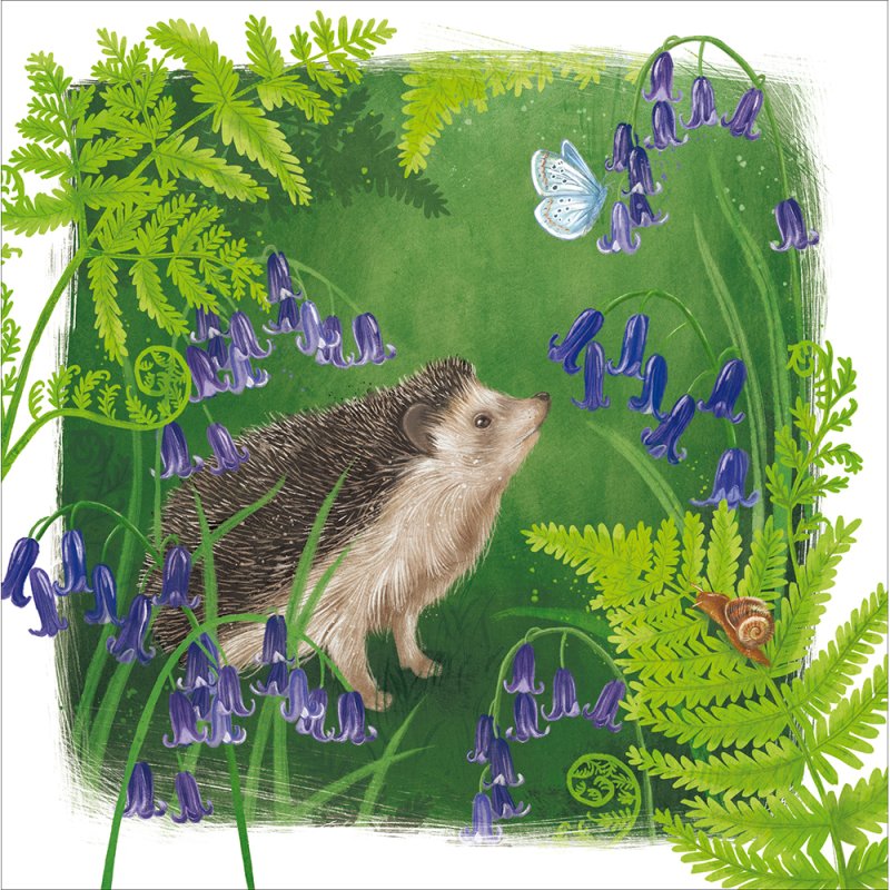 Hedgehog and Bluebells Blank Card