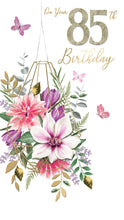 Load image into Gallery viewer, Hanging Basket Of Flowers 85th Birthday Card
