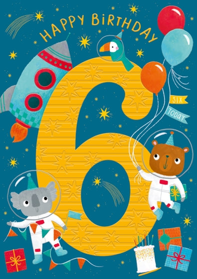 Astronauts 6th Birthday Card