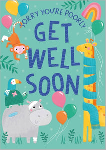 Kids Animals Get Well Soon Card
