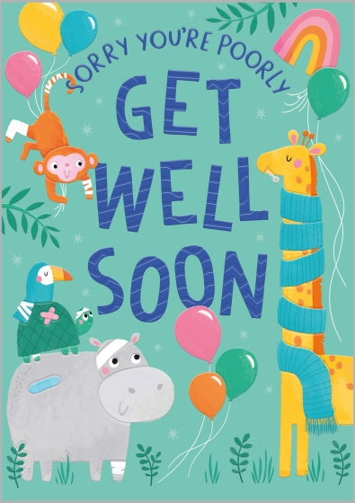 Kids Animals Get Well Soon Card
