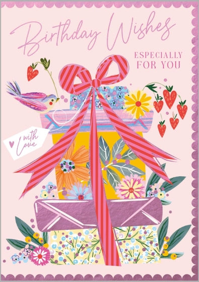 Birthday Presents Pink Birthday Card