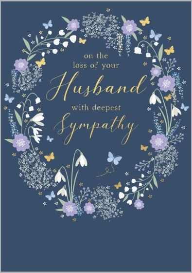 Loss Of Your Husband Wreath Sympathy Card