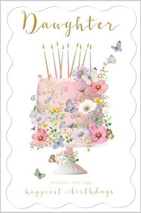 Floral Cake Daughter Birthday Card