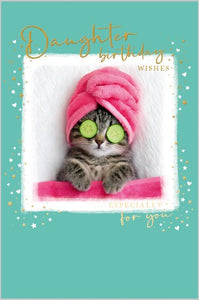 Pampered Cat Daughter Birthday Card
