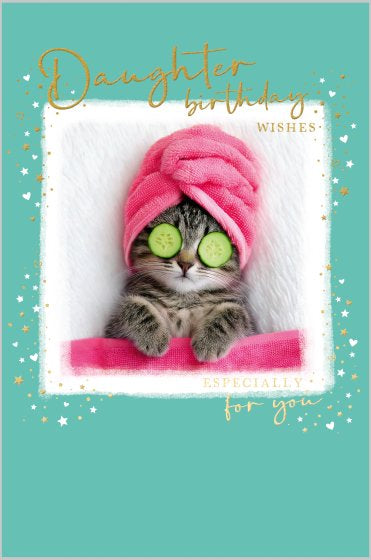Pampered Cat Daughter Birthday Card