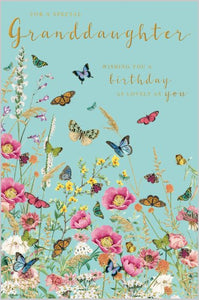 Flower Meadow Granddaughter Birthday Card