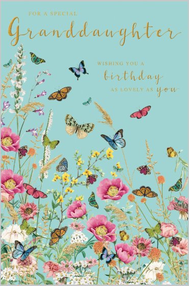Flower Meadow Granddaughter Birthday Card