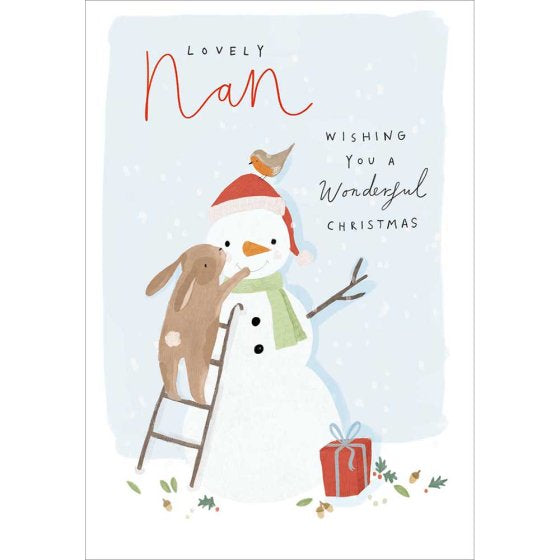 Snowman & Rabbit Nan Christmas Card