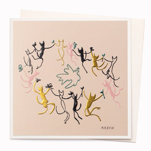 Dancing Cats & Dove Picatso Blank Card