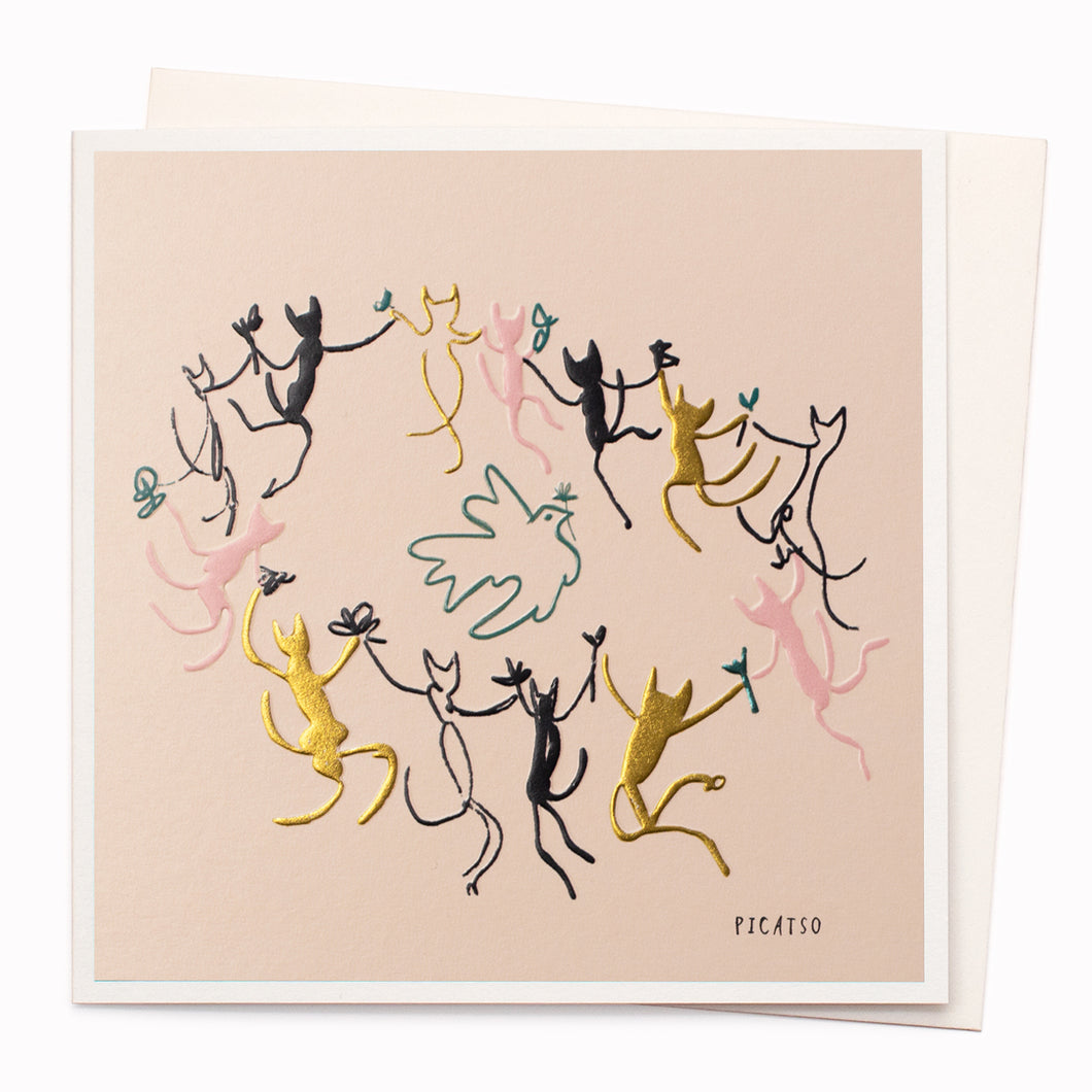 Dancing Cats & Dove Picatso Blank Card