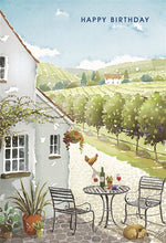 Load image into Gallery viewer, Vineyard, Country house, Chicken Birthday Card
