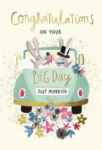 Load image into Gallery viewer, Rabbits in Car Wedding Card
