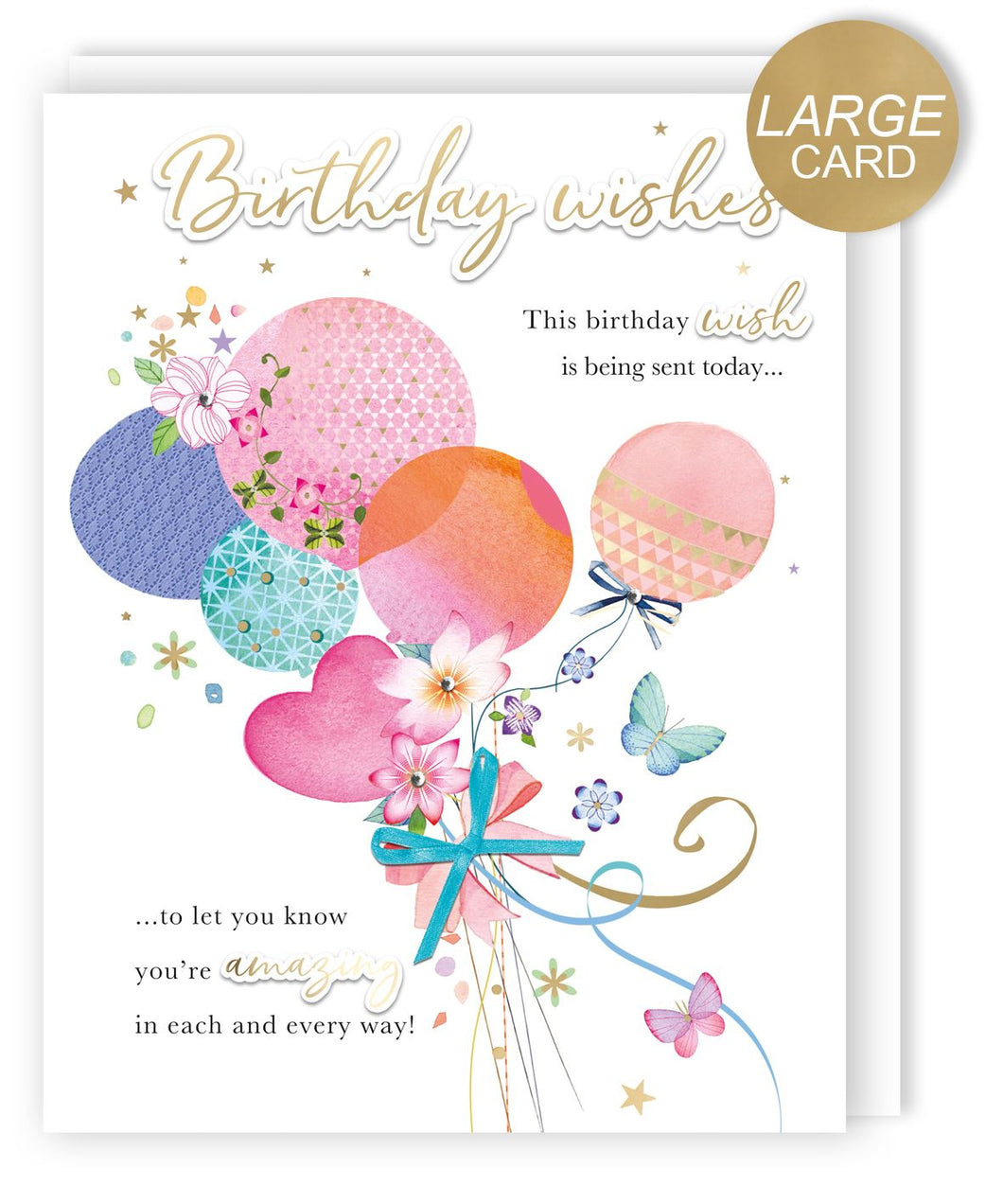 Birthday Wishes Balloons 3D Letters Large Card