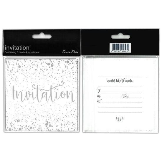 Pack of 6 Invitations Silver