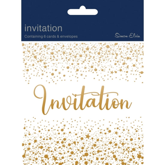 Pack of 6 Invitations Gold
