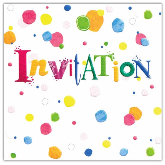 Pack of 6 Invitations Multicoloured Dots