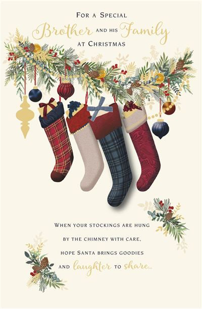 Xmas Stockings Special Brother and His Family Christmas Card