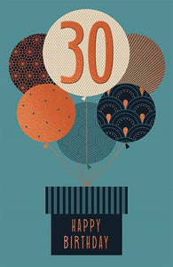 Balloons 30th Birthday Card