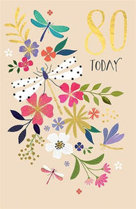 Flowers 80th Birthday Card