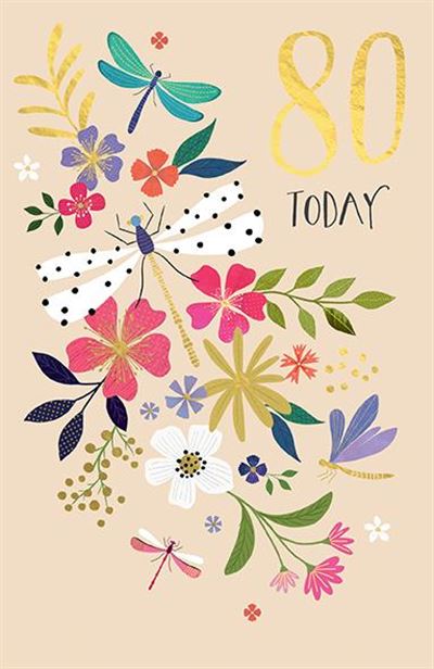 Flowers 80th Birthday Card
