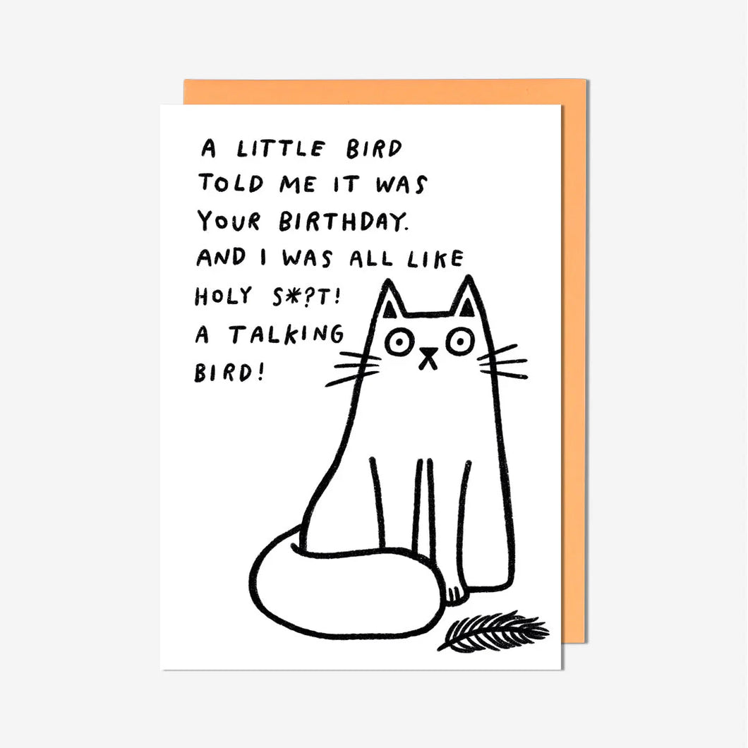 Talking Bird Cat  Birthday Card