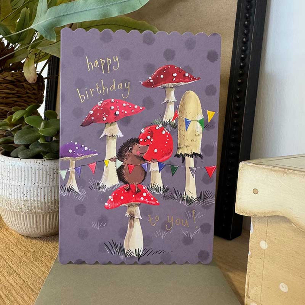 Hedgehog Mushroom Birthday Card Alex Clark