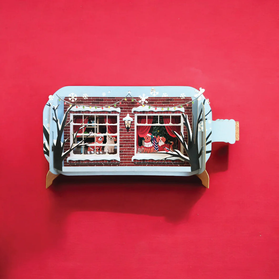 Christmas Festive Dogs 3D Pop Up Bottle Card