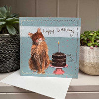 Load image into Gallery viewer, Cat &amp; Cake Birthday Card
