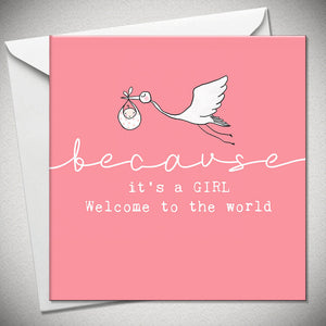 Stork Baby Girl Card