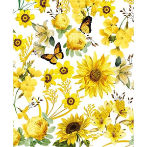 V&A Yellow Floral Sunflower Butterfly Card