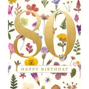 V&A Floral 80th Birthday Card