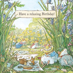 Brambly Hedge by Jill Berklem ‘ Snoozing  Under The Blubells ’ Birthday Card