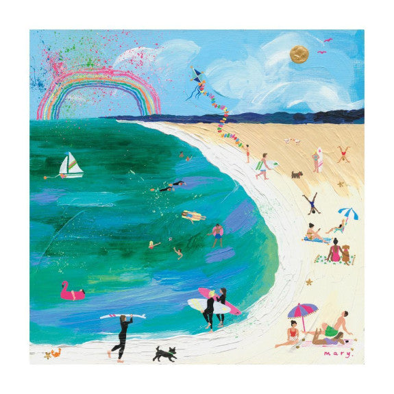 Surfing Beach Scene  Blank Card