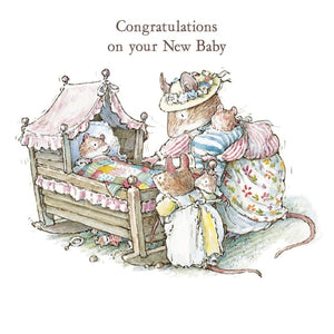 Brambly Hedge by Jill Berklem ‘ Poppy, Primrose And Babies’ New Baby Card