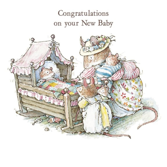 Brambly Hedge by Jill Berklem ‘ Poppy, Primrose And Babies’ New Baby Card